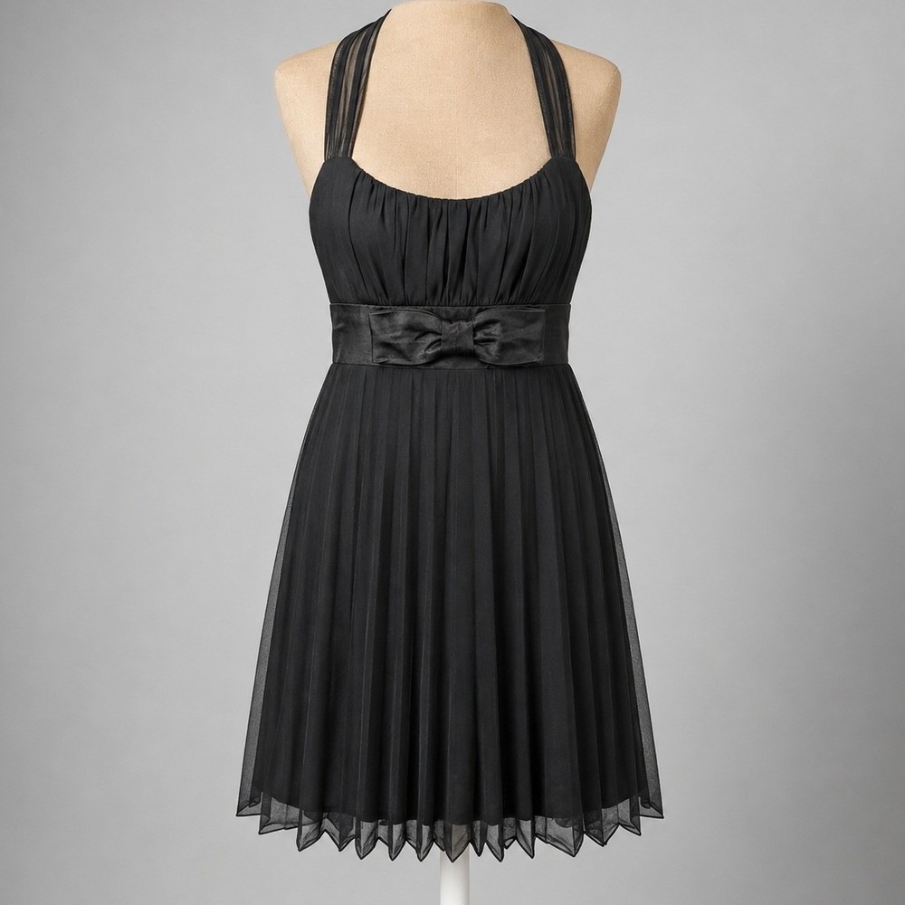 Vintage Y2K Whimsigoth Babydoll Mini Dress Size XS Black Fairy Hoco Halter Party
